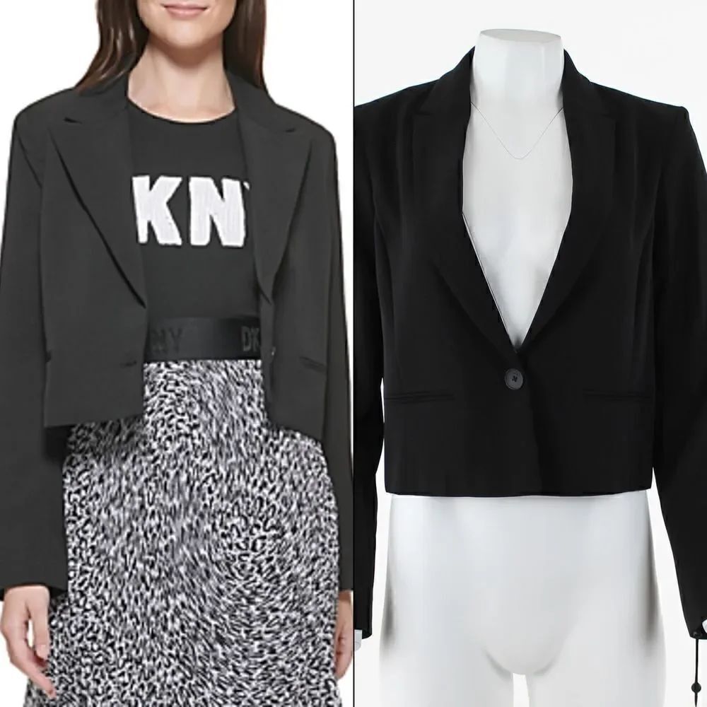 DKNY Peaked Lapel Career Jacket in Black